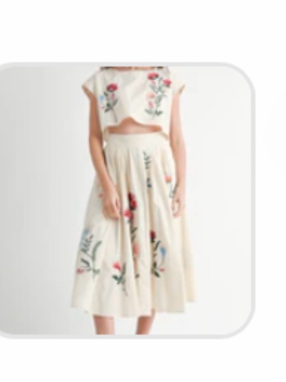 Floral Embroidered Midi Skirt and Cropped top 
Worn once - Picture 7 of 7